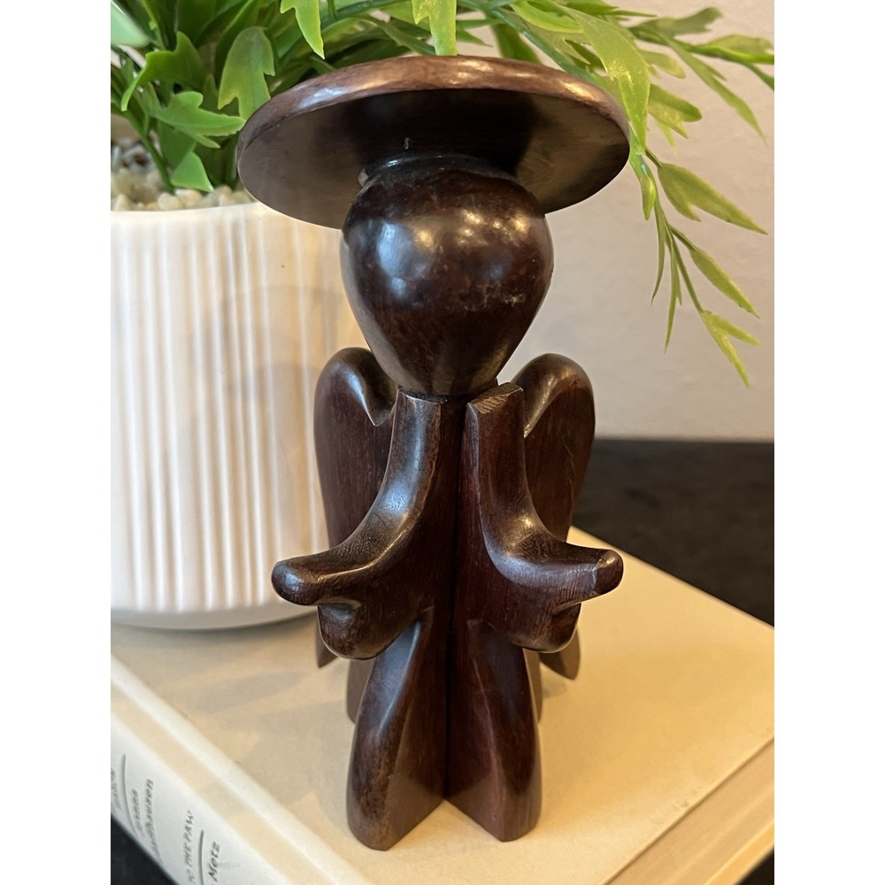 Vintage Wood Puzzle Angel Figurine Interlocking Folk Art MCM Decor 6in
